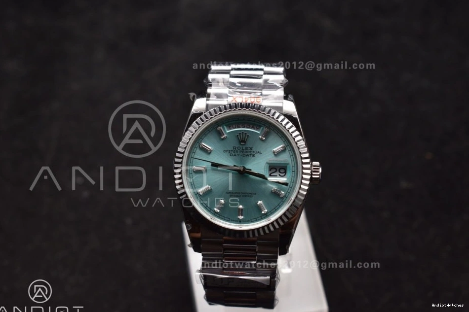 V5 vr3255 QF with Light (Gain Steel Weight) Diamond Bracelet 904L on Blue SS President Best 36 Edition Stick DayDate 682 NewStyle Dial 0426